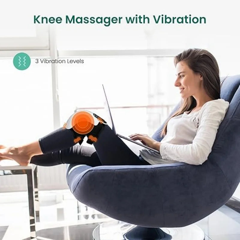 Electric Knee Massager with Heat & Red Light – 3D Airbag Compression & Vibration Therapy (Wireless)