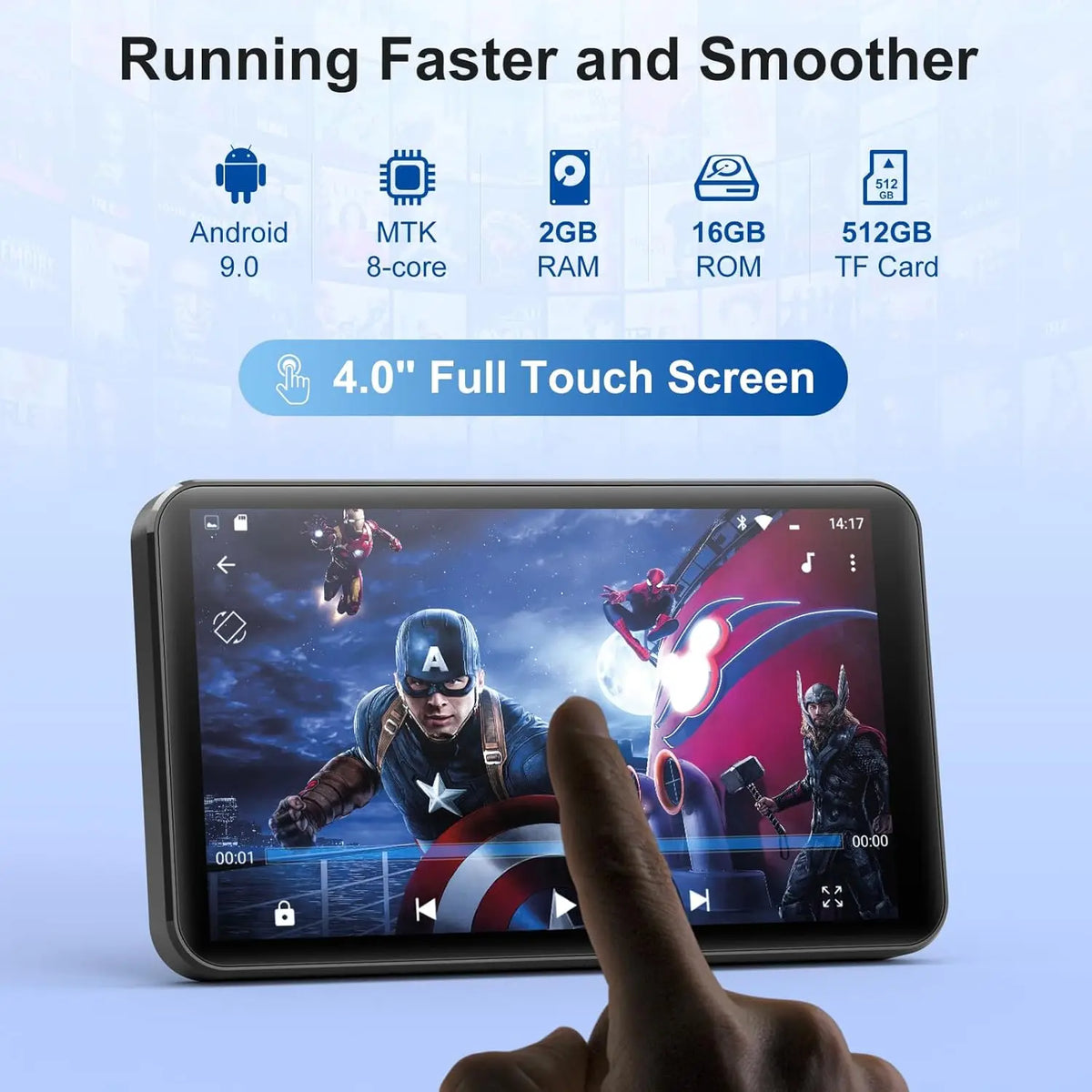 Android 9.0 MP3/MP4 Player with WiFi & Bluetooth – 4” Touch Screen Music Player with Spotify & Apps