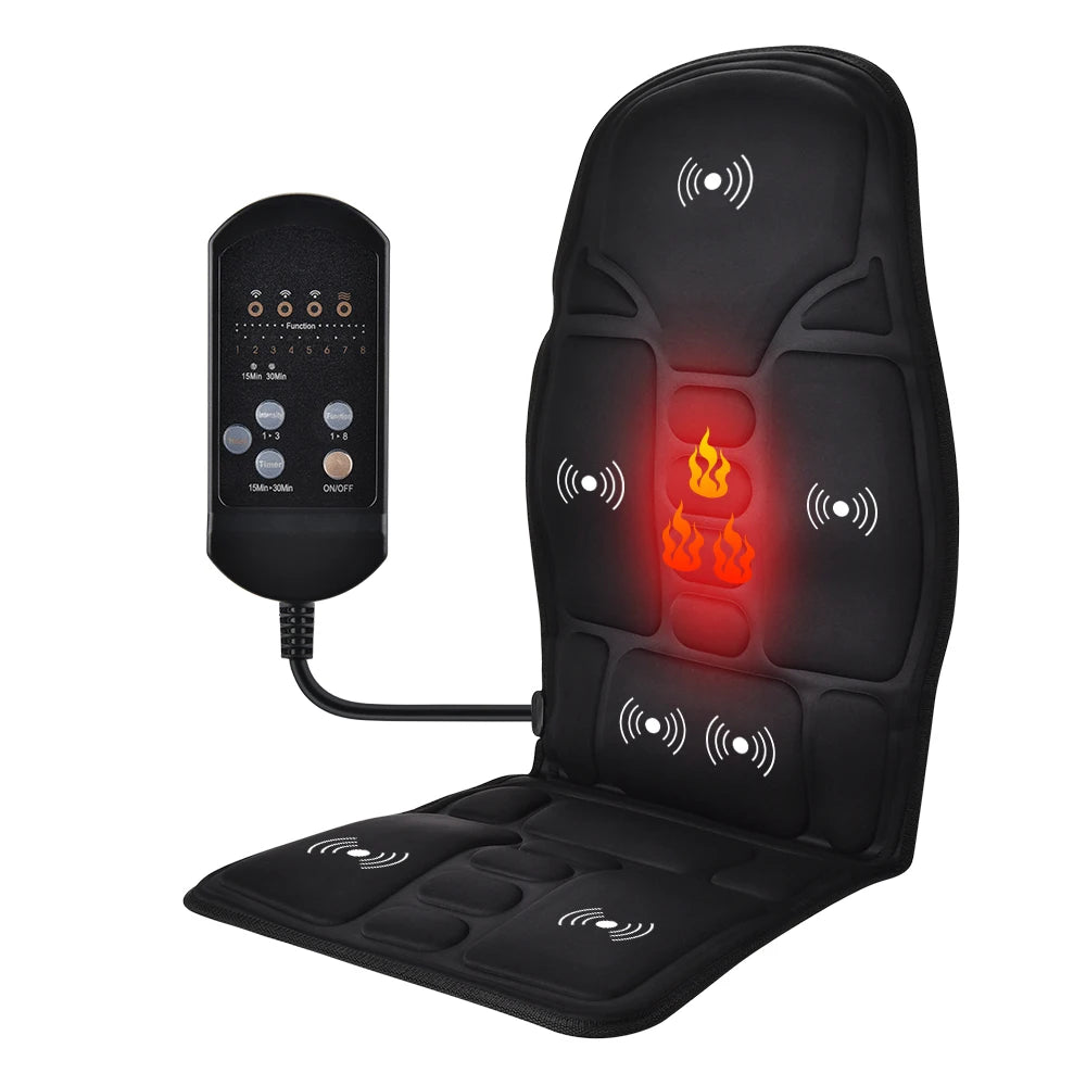 Heated Massage Chair Pad – Full Back & Neck Vibration Cushion with Lumbar Support for Home & Car