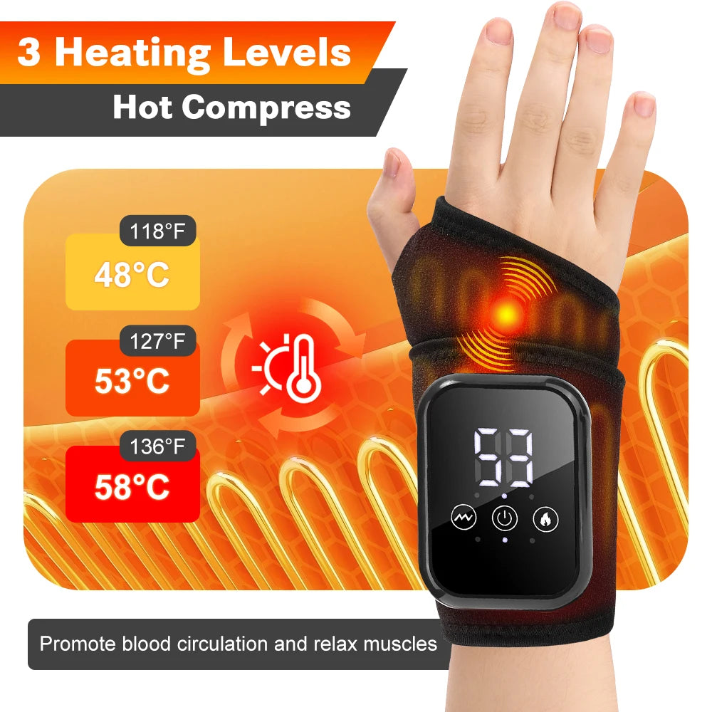 Electric Heated Wrist Massager – Vibration Therapy Brace for Carpal Tunnel & Wrist Pain Relief