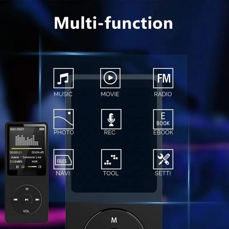 Portable MP3/MP4 Player with Bluetooth & FM Radio – USB Rechargeable Walkman with Recording & E-Book Support