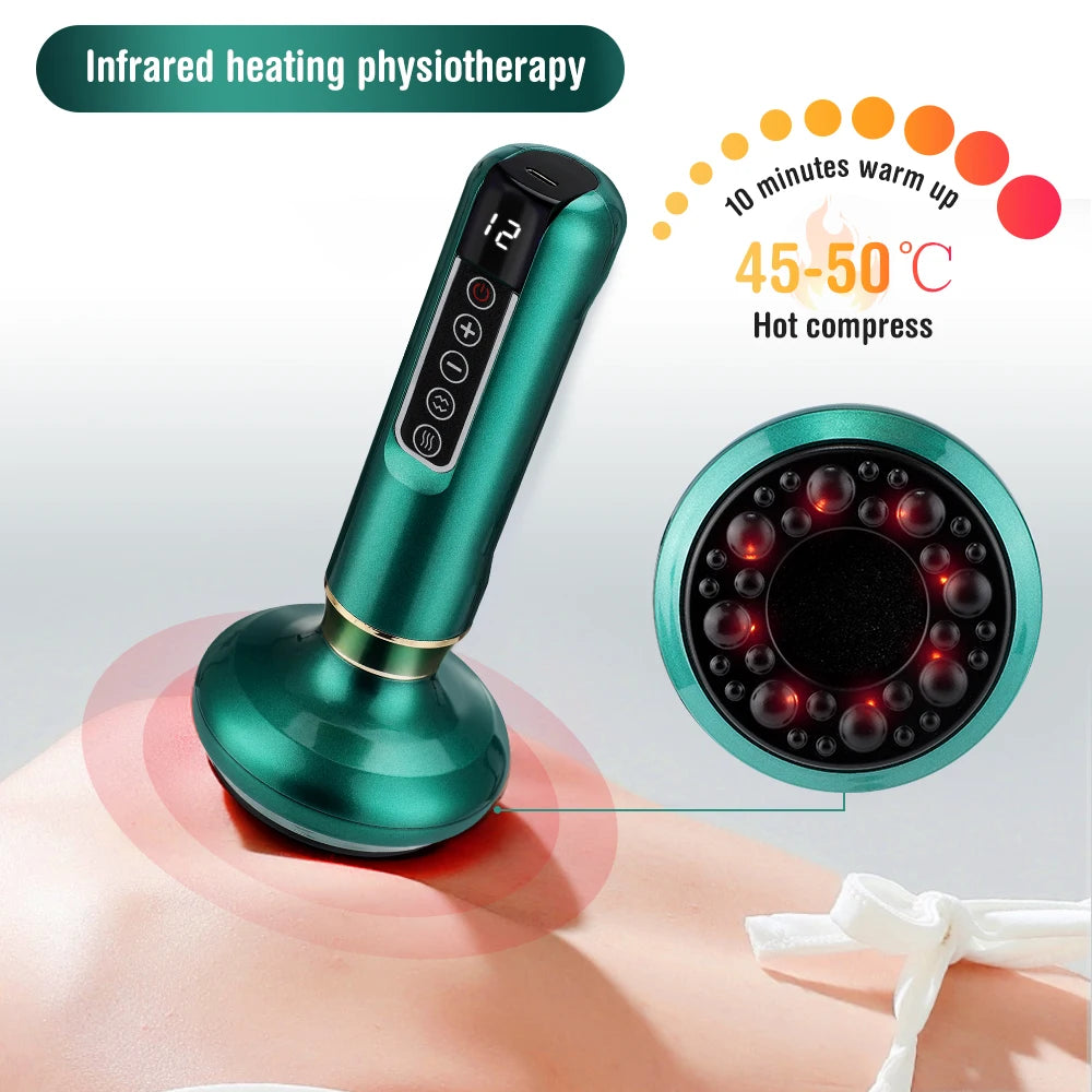 Electric Cupping Device with Heat – 12-Level Vacuum Therapy, Rechargeable Suction & Scraping Massager