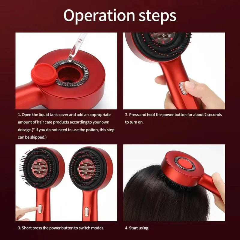 Electric Scalp Massager Comb with Red Light – 3 Modes Hair Growth Stimulator & Oil Applicator