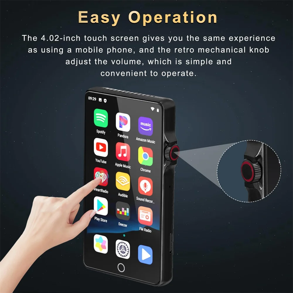 4” Android MP3/MP4 Player with WiFi & Bluetooth – 16GB Touch Screen Music Player with Spotify & Streaming Apps