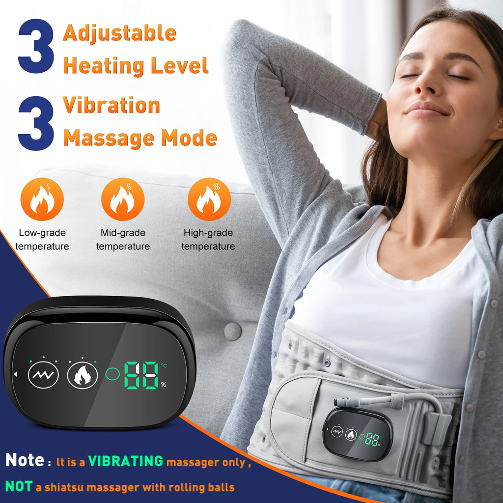 Inflatable Heated Waist Massager Belt – Air Compression, Vibration & Lumbar Support Brace