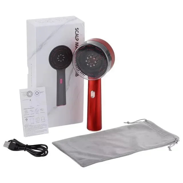 Electric Scalp Massager Comb with Red Light – 3 Modes Hair Growth Stimulator & Oil Applicator