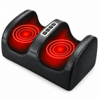 Black foot massager with two glowing red heating zones and a control panel on top, shown on a white background.