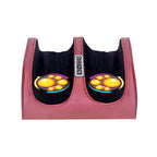 Red massage device with glowing yellow lights on a white background