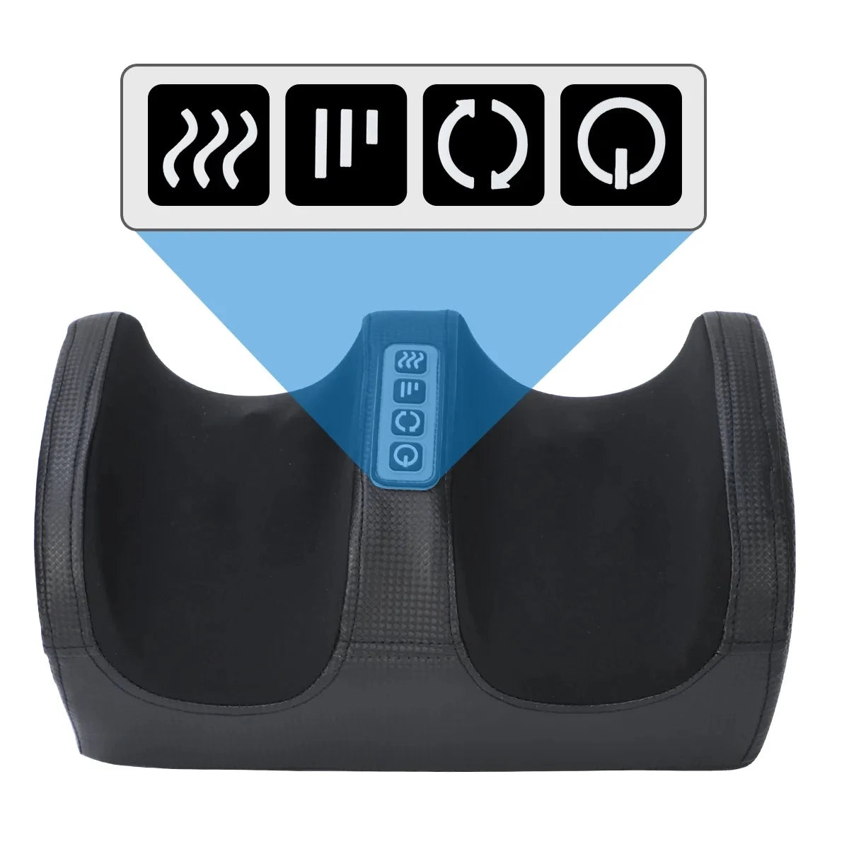 Black massage with control buttons and indicator lights on a white background