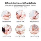 Illustrations of massage techniques with text describing different steering methods and effects.