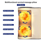 Multifunctional cervical massage pillow with massage modes on a white background