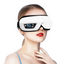 A woman wearing a white and black electronic eye mask with a digital control panel, shown against a plain white background.