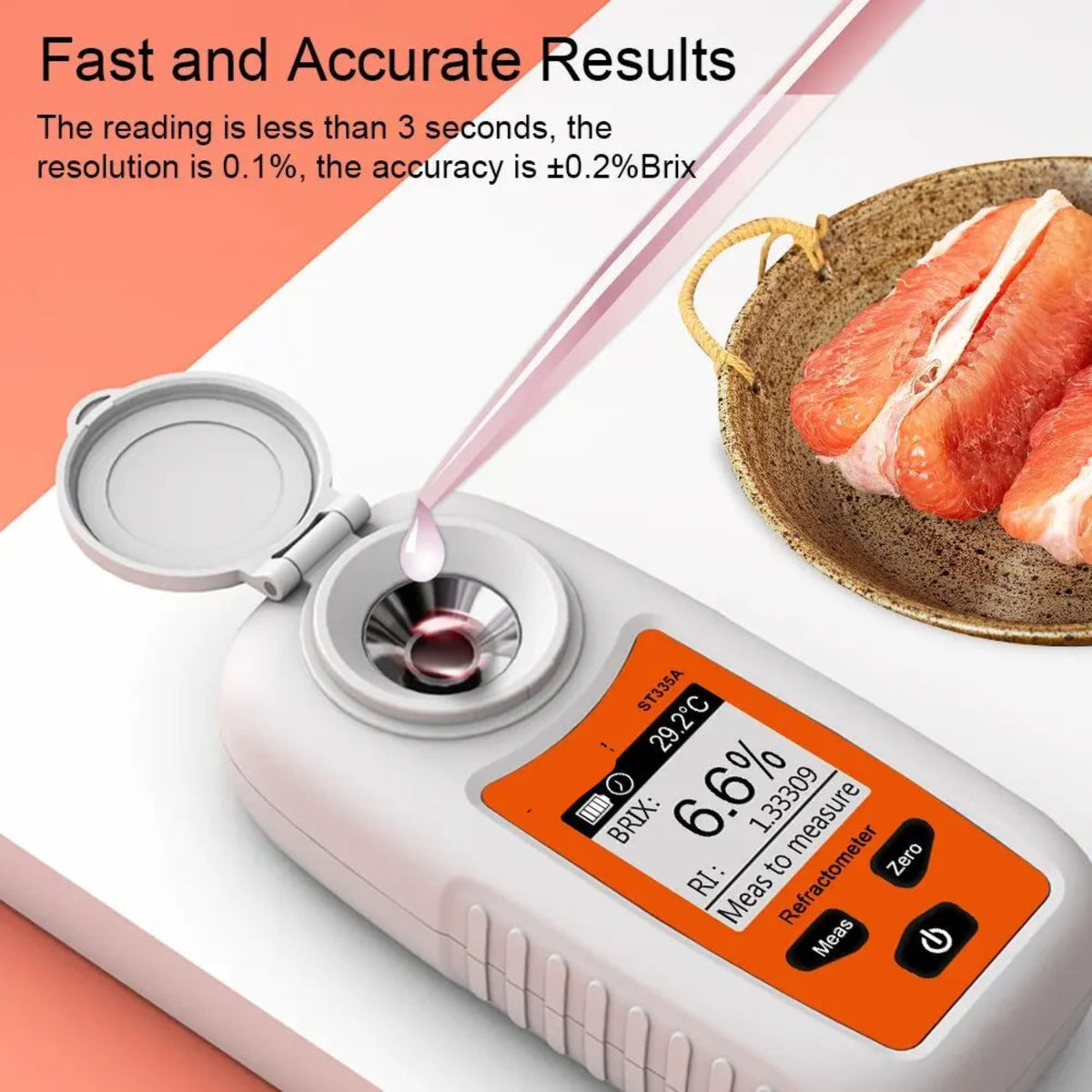 Applying a liquid sample to the optical well of a digital Brix refractometer using a dropper