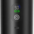 Close-up of the digital heating display, battery indicator, power button and USB-C charging port
