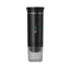 Black self-heating portable espresso maker with digital display and attached ribbed cup on a clean white background