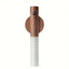 Rechargeable motion sensor wall light with dark wood-grain finish, round base and white diffuser on white