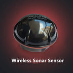 Angled view of the black rechargeable sonar sensor with its red sealing ring