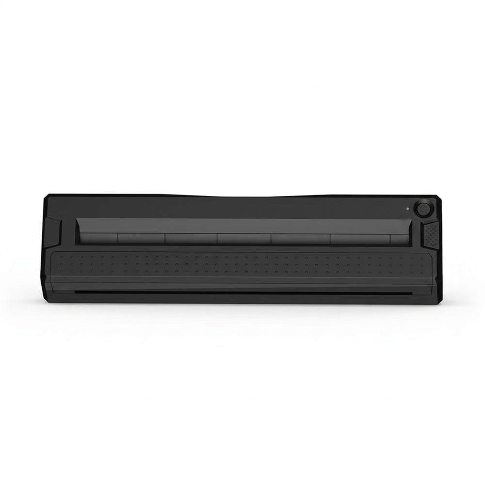 Black portable thermal tattoo stencil printer shown on a white background